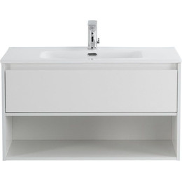 Тумба подвесная с раковиной BelBagno 90 см KRAFT-900-1C-SO-BO (раковина LOV-900-LVB) Bianco Opaco - фото 
