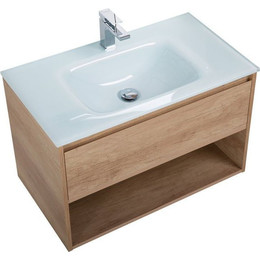 Тумба подвесная с раковиной BelBagno 90 см KRAFT-900-1C-SO-RNN (раковина LOV-900-LVB) Rovere Nebrasca Nature - фото 