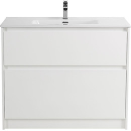 Тумба напольная с раковиной BelBagno 100 см KRAFT-1000-2C-PIA-BO (раковина LOV-1000-LVB) Bianco Opaco - фото 