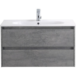 Тумба подвесная с раковиной BelBagno 100 см KRAFT-1000-2C-SO-CG (раковина BB1000ETL) Cemento Grigio - фото 