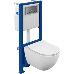 Инсталляция с подвесным унитазом комплект: Cersanit Brasco Smart CO DPL EO Slim LP + Link Pro A64916 с подвесным унитазом, сиденье дюропласт - фото 