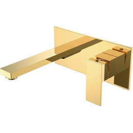 Смеситель для раковины настенный Boheme Qubic 475-G (со скрытой частью) gold, Цвет производителя: gold - фото 