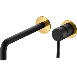 Смеситель для раковины настенный Boheme Uno 465-BG (со скрытой частью) чёрный/золото, Цвет производителя: чёрный, золото - фото 