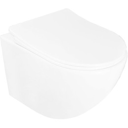 Унитаз подвесной безободковый Azario Pro CS-1049SB с тонкой крышкой микролифт - фото 