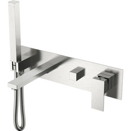 Смеситель для ванны Boheme Qubic 474-2-NB (со скрытой частью) nickel brush, Цвет производителя: nickel brush - фото 