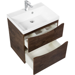 Тумба подвесная с раковиной BelBagno MARINO-H60-600-2C-SO-RW-P 60 см, Rovere Moro - фото 