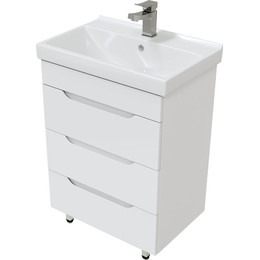 Тумба напольная с раковиной Mirsant Soho quadro 60/2 см с доводчиком, белый - фото 