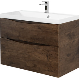 Тумба подвесная с раковиной BelBagno MARINO-H60-900-2C-SO-RW-P 90 см, Rovere Moro - фото 