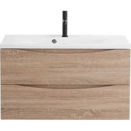 Тумба подвесная с раковиной BelBagno MARINO-1000-2C-SO-WO-P 100 см, Rovere Bianco - фото 