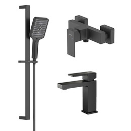 Набор смесителей 3 в 1 для душа Aquatek Либра AQ1631MB, чёрный матовый, Цвет производителя: чёрный матовый - фото 