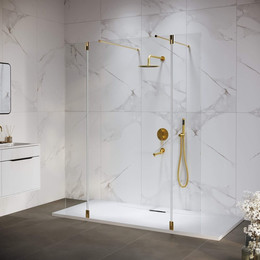 Душевая перегородка RGW WA-052W 100x195 см 35105210-16 (стекло 8 мм) с кронштейном в комплекте, золото/прозрачное - фото 