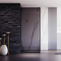 Душевая перегородка Veconi Korato 120 см KR81BT-120-05-C4 (стекло 8 мм) с кронштейном в комплекте, чёрный/тонированное - фото 