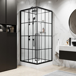 Душевая кабина Niagara Standart 90x90 см L ST90/15QL/KL/BKT, чёрный/прозрачное - фото 