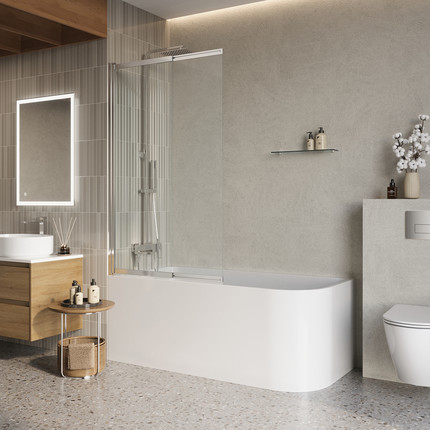 Шторка для ванны BelBagno 80 см LUCE-VF-11-80/145-C-Cr, хром/прозрачное - фото 