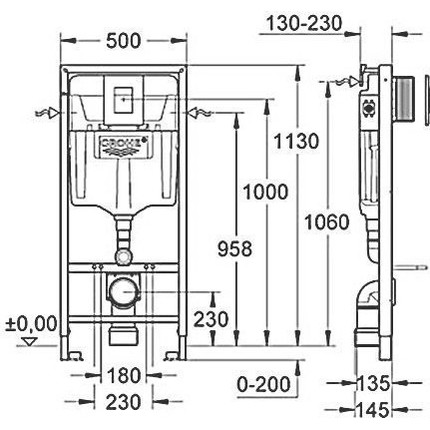 Инсталляция с подвесным унитазом комплект: Grohe Rapid SL 38772001+38732GL0 с подвесным безободковым унитазом Azario Teramo AZ-0052-UQ сиденье микролифт, крепление, кнопка смыва золото глянцевое, Цвет производителя: золото глянцевое - фото 20