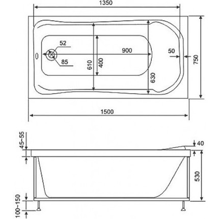 Панель торцевая для ванны Bas Бриз 75 см L/R - фото 2