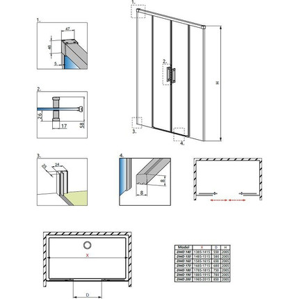 Душевая дверь Radaway Idea DWD 150 см хром/прозрачное - фото, картинка 6 Душевая дверь Radaway Idea DWD 150 см хром/прозрачное - фото 6