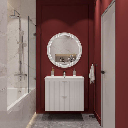 Тумба подвесная с раковиной Stworki Ларвик 80 см 622515, белый - фото 7