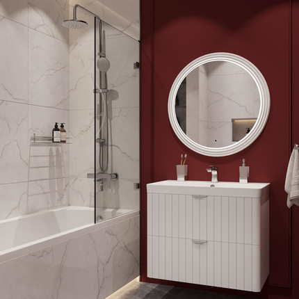 Тумба подвесная с раковиной Stworki Ларвик 80 см 622515, белый - фото 8