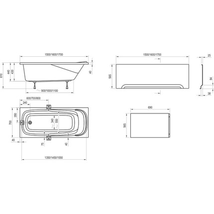 Ванна акриловая Ravak Vanda II 170х70 см CP21000000, Размер - мм: 1700х700 - фото, картинка 12 Ванна акриловая Ravak Vanda II 170х70 см CP21000000, Размер - мм: 1700х700 - фото 12