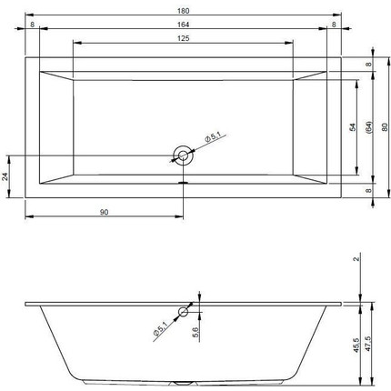 Ванна акриловая Riho LUGO 180x80 см B133001005, Размер - мм: 1800х800 - фото, картинка 9 Ванна акриловая Riho LUGO 180x80 см B133001005, Размер - мм: 1800х800 - фото 9