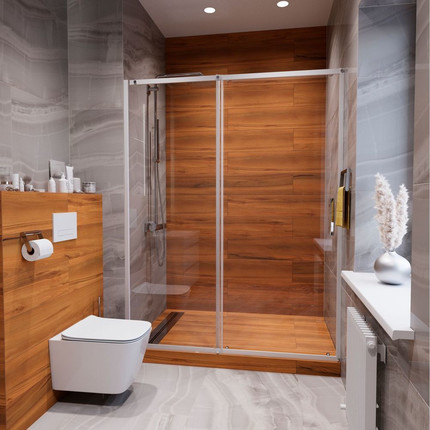 Душевая дверь Mirsant Neo 141-150 см, хром/прозрачное - фото 