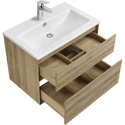 Тумба подвесная с раковиной Акватон Либерти 75 см 1A279501LYC70, дуб эльвезия - фото 3