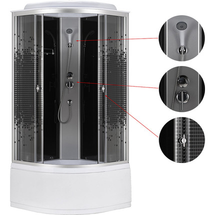 Душевая кабина Loranto 90х90 см CS-986ТМ/G, хром/мозаика - фото 2