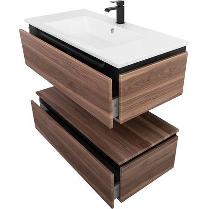 Тумба подвесная с раковиной Cezares SLIDER-1000-1C-SO-NA-P 100 см, орех дымчатый - фото 10