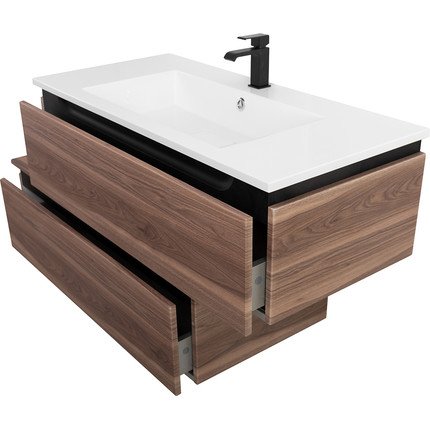 Тумба подвесная с раковиной Cezares SLIDER-1000-1C-SO-NA-P 100 см, орех дымчатый - фото 8