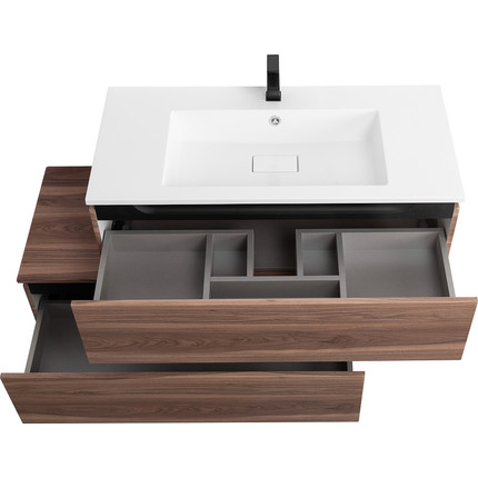 Тумба подвесная с раковиной Cezares SLIDER-1000-1C-SO-NA-P 100 см, орех дымчатый - фото 5