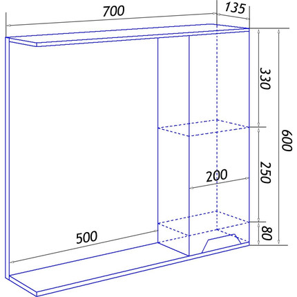 Зеркало-шкаф Loranto Florena 70 см CS00090037, темный бетон - фото 7