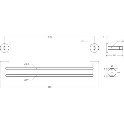 Полотенцедержатель Cezares Relax RELAX-THD-65-NOP, цвет чёрный матовый - фото 2