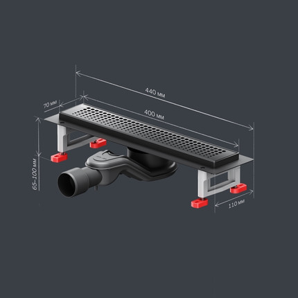 Душевой трап (лоток) 40 AM.PM MasterFlow W01SC-P11-040-01BM комбинированный затвор с черной матовой решеткой, Цвет производителя: чёрный, Размер трапа: 400 - фото 10