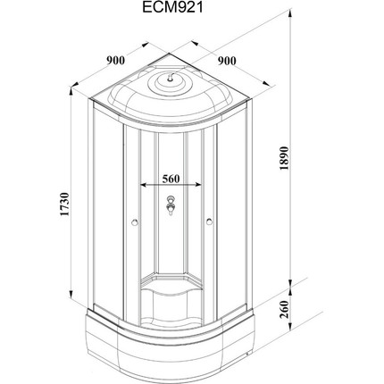 Душевая кабина Parly Classic 90х90 см ECM921, белый/тонированное - фото 4