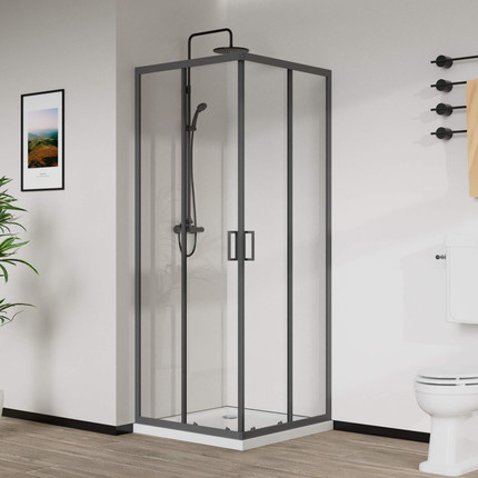 Душевое ограждение Vincea City 100x80 см VSS-5CT8010CLGM, вороненая сталь/прозрачное - фото 