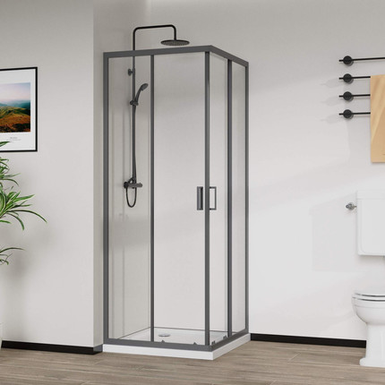 Душевое ограждение Vincea City 100x80 см VSS-5CT8010CLGM, вороненая сталь/прозрачное - фото 2