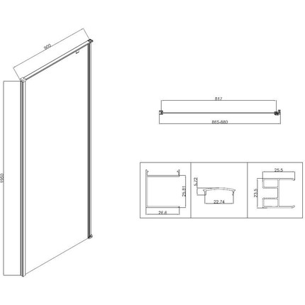 Душевое ограждение Vincea Slim-N 100x90 см VSR-5SN9010CLB, чёрный/прозрачное - фото 3
