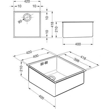 Кухонная мойка Smeg VSTQ40-2 42, 1 мм нержавеющая сталь - фото 3