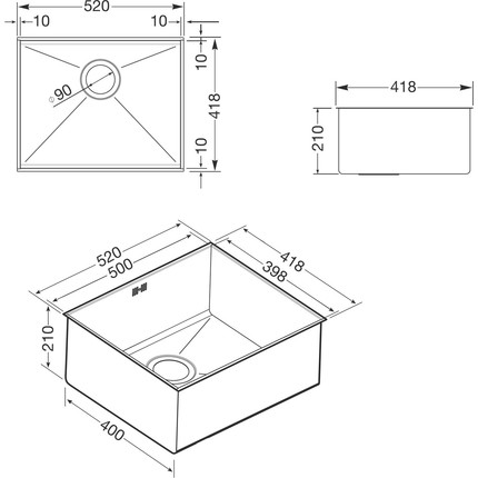 Кухонная мойка Smeg VSTQ50-2 52, 1 мм нержавеющая сталь - фото 4
