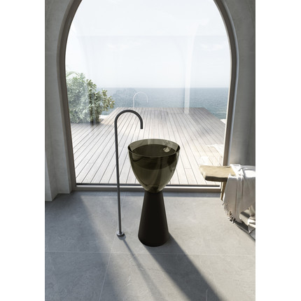 Раковина напольная прозрачная Abber Kristall 45 см AT2703Black-Vesuvian, черный/оливковый - фото 2