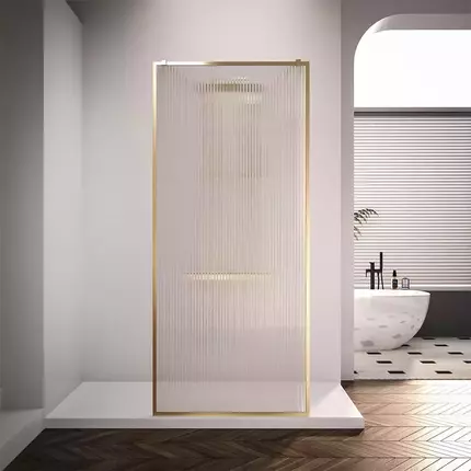Душевая перегородка Veconi Korato KR90GF-120-08-C4 120х200 см (стекло 8 мм), брашированное золото/прозрачное - фото 