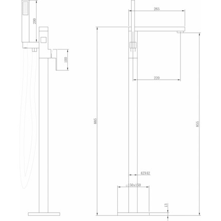 Смеситель для ванны Abber Daheim AF8215NG, никель, Цвет производителя: никель - фото 7