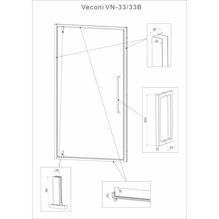 Душевая дверь Veconi Vianno 90 см VN33R-90-06-C7, хром/матовое - фото 5
