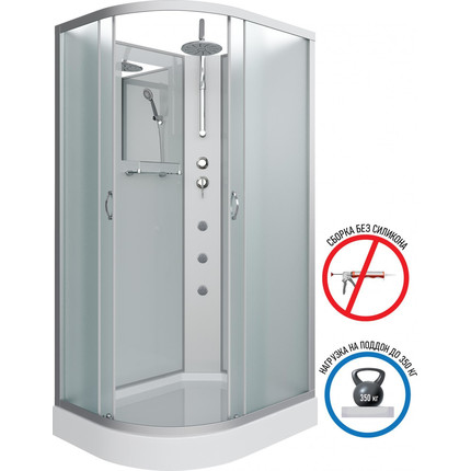 Гидробокс Niagara Classic 120x80 см NG-3312-14RBKTG, серебро/матовое (безсиликоновая сборка) - фото 2