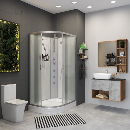 Гидробокс Niagara Classic 120x80 см NG-3312-14RBKTG, серебро/матовое (безсиликоновая сборка) - фото 3