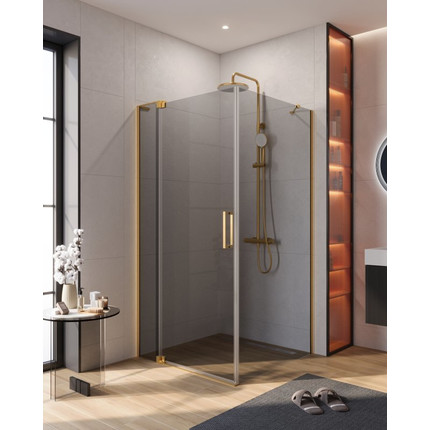 Душевое ограждение Cezares SLIDER-AH-1-100-70/80-GRIGIO-BORO 70-80x100 см (стекло 8 мм) брашированное золото/тонированное - фото 
