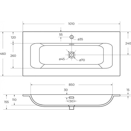 Тумба подвесная с раковиной Cezares ECO-CER-N-1000-2C-SO-BL 100 см (раковина CZR-8073-100) bianco lucido - фото 16