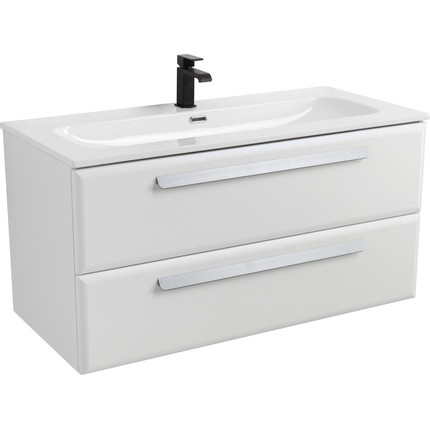 Тумба подвесная с раковиной Cezares ECO-CER-N-1000-2C-SO-BL 100 см (раковина CZR-8073-100) bianco lucido - фото 2