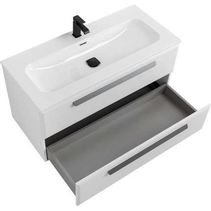 Тумба подвесная с раковиной Cezares ECO-CER-N-1000-2C-SO-BL 100 см (раковина CZR-8073-100) bianco lucido - фото 3